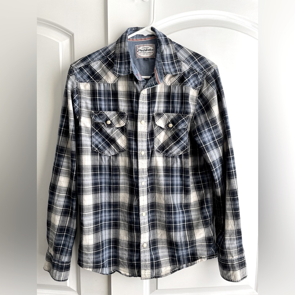 FLAG & ANTHEM HARLEYVILLE WESTERN SHIRT - BLUE / SMALL